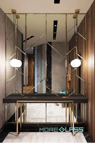  Thi công tường gương ốp tiền sảnh cao 2.2 m