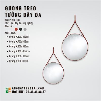 Gương treo tường dây da MH_G08