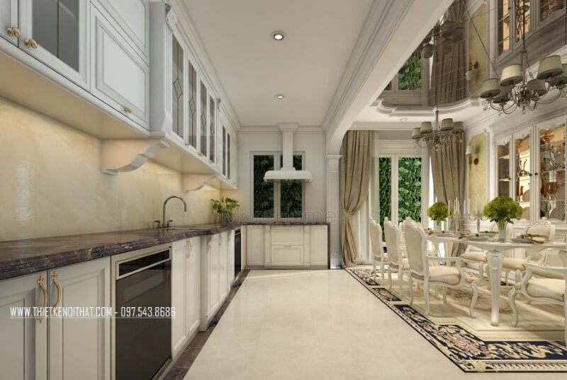 Trang trí nội thất phòng bếp sang trọng với đá tự nhiên cao cấp ốp mặt bếp